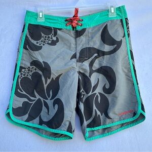 Patagonia Turquoise and Charcoal Board Shorts Mens 29 Swimwear
